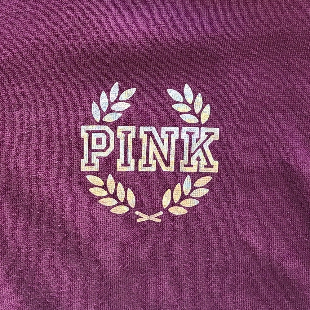 Victoria’s Secret PINK Sequin Logo Half Zip Pullover Sweatshirt Medium - Picture 5 of 8